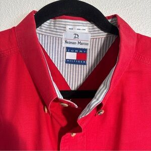 VTG 90’s Neiman Marcus Tommy Hilfiger Men’s Red short sleeve button-down Shirt